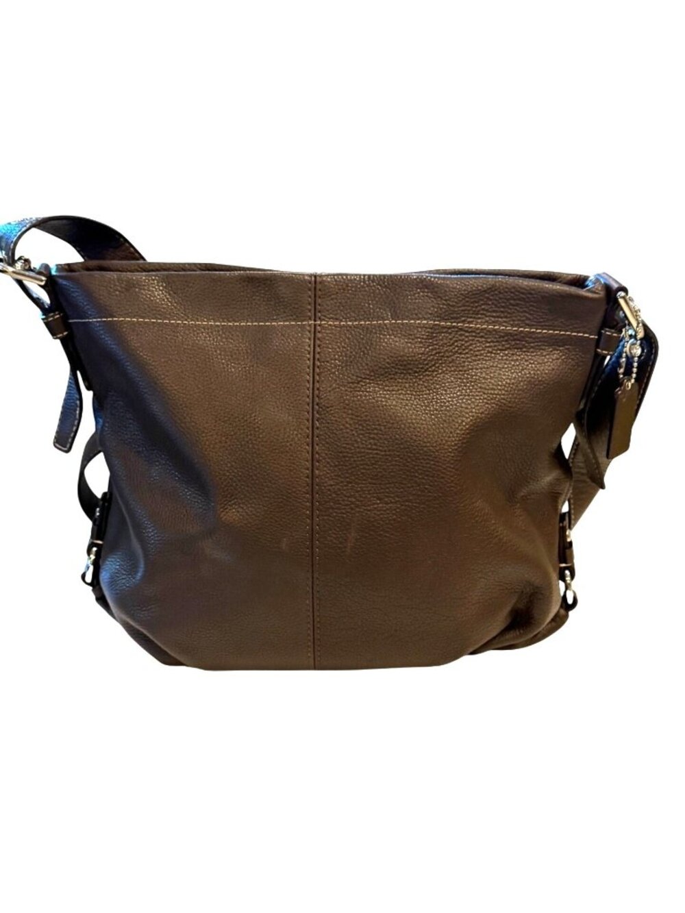 Coach Soho  Brown Pebbled Leather Duffle Bucket Shoulder Crossbody Bag F15064